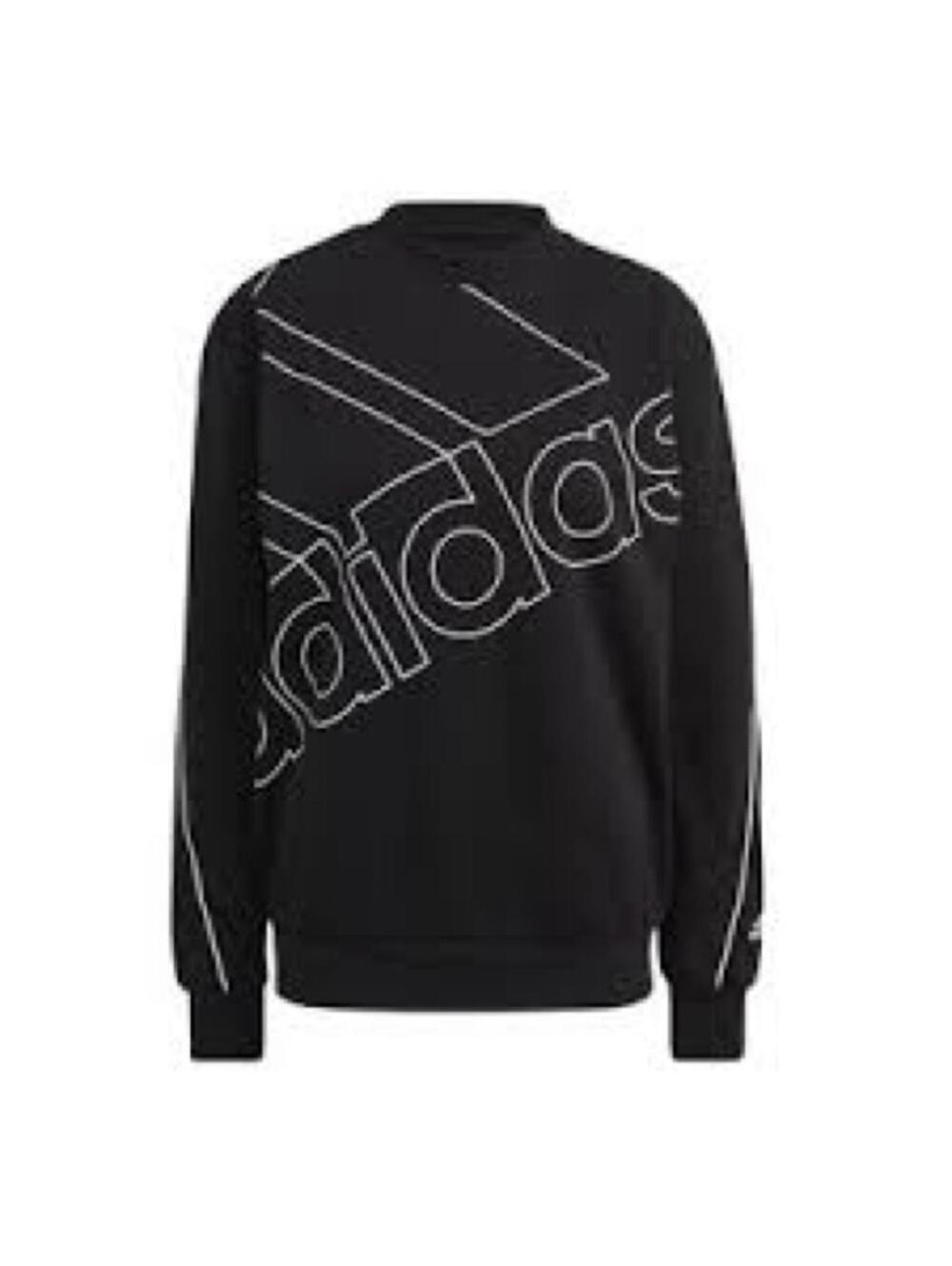 Adidas Logo Crewneck Sweatshirt Womens Small Black Pullover Oversized Logo